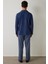 Indigo Melanj Erkek Düğmeli Gömlek Pantolon Pijama Takımı 6