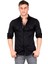 Erkek Siyah Slim Fit Dar Kesim Pamuklu Spor Gömlek Çıtçıtlı Likralı Gabardin Gömlek 2300421 2