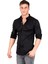 Erkek Siyah Slim Fit Dar Kesim Pamuklu Spor Gömlek Çıtçıtlı Likralı Gabardin Gömlek 2300421 4
