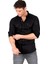Erkek Siyah Slim Fit Dar Kesim Pamuklu Spor Gömlek Çıtçıtlı Likralı Gabardin Gömlek 2300421 5