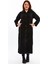 Triko Büyük Beden Tesettür Orta Kalın Çelik Örgü Anne Siyah Uzun Hırka Pardösü 1