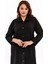 Triko Büyük Beden Tesettür Orta Kalın Çelik Örgü Anne Siyah Uzun Hırka Pardösü 2
