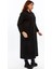 Triko Büyük Beden Tesettür Orta Kalın Çelik Örgü Anne Siyah Uzun Hırka Pardösü 6