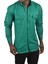 Erkek Yeşil Slim Fit Dar Kesim Pamuklu Spor Gömlek Çıtçıtlı Likralı Gabardin Gömlek 2300421 1