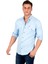 Erkek Buz Mavisi Slim Fit Dar Kesim Pamuklu Spor Gömlek Çıtçıtlı Likralı Gabardin Gömlek 2300421 2