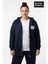 Kadın Büyük Beden Kapüşonlu Fermuarlı N Baskılı Sweatshirt Hırka SPR26BHRK922 1
