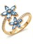 Mikro Taşlı Mavi Kardelen Çiçeği Gümüş Yüzük - Altın 1