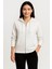 Kadın Üç Iplik Kapüşonlu Tam Fermuarlı Kanguru Çepli Sweatshirt Hoodie - Beyaz 1