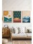 Modern Renkli Soyut Ahşap Çerçeveli Tablo - 3'lü Tablo Seti - Duvar Tablosu - Üçlü Tablo 1
