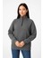 Kadın Üç Iplik Dık Yaka Yarım Fermuarlı Sweatshirt - Antrasit 2