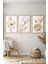 Bohem Çiçek Temalı 3'lü Ahşap Çerçeveli Tablo Seti - Duvar Tablosu - Üçlü Tablo - Yatak Odası Tablo 1