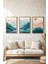 Soyut Bohem Modern Ahşap Çerçeveli Tablo - 3 Lü Tablo Seti - Duvar Tablosu - Üçlü Tablo -Salon Tablo 1