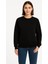 Kadın Üç Iplik Düz Bisiklet Yaka Sweatshirt - Siyah 4