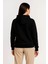 Kadın Üç Iplik Kapüşonlu Tam Fermuarlı Kanguru Çepli Sweatshirt Hoodie - Siyah 4