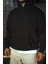 Üç Iplik Penye Kapşonlu Basic Sweatshirt - Siyah 3