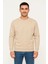 Erkek Üç Iplik Düz Bisiklet Yaka Sweatshirt - Bej 4