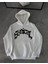 Kışlık Kapüşonlu Baskılı Oversize Sweatshirt- Beyaz 2