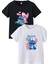 2li Kaliteli Pamuk Penye Kadın Baskılı Tshirt Lilo Stitch Siyah Beyaz Tişört 1