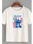 2li Kaliteli Pamuk Penye Kadın Baskılı Tshirt Lilo Stitch Siyah Beyaz Tişört 2