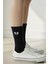 Ikizler Burcu Nakışlı Pamuklu Yazlık Kışlık Hava Alan Siyah Beyaz 2 Çift Soket Çorap Seti 2