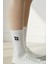 Kahve Seti Minimal Nakışlı Yazlık Kışlık Unisex 4 Çift Beyaz Soket Çorap Seti 5