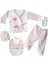 %100 Pamuk 5'li Pembe Kız Bebek Hastane Çıkışı Yenidoğan Zıbın Set 1