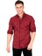 Erkek Bordo Slim Fit Dar Kesim Pamuklu Spor Gömlek Çıtçıtlı Likralı Gabardin Gömlek 2300421 2