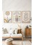 Bohem Minimalist Ahşap Çerçeveli Tablo - 3'lü Tablo Seti - Duvar Tablosu - Üçlü Tablo 1