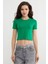 Basic Bisiklet Yaka Crop Tişört 1