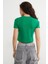 Basic Bisiklet Yaka Crop Tişört 4