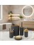 Banyo Çöp Kovası Set 5 Parça Siyah Çizgili 1