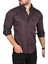 Erkek Mürdüm Slim Fit Pamuklu Cepli Kot Gömlek Çıtçıtlı Uzun Kollu Spor Gömlek 2502503 2