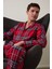 Kırmızı Erkek Ekose Desenli Uzun Kollu Gömlek Pijama Takımı 1