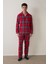 Kırmızı Erkek Ekose Desenli Uzun Kollu Gömlek Pijama Takımı 3