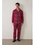 Kırmızı Erkek Ekose Desenli Uzun Kollu Gömlek Pijama Takımı 4