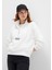Yarı Fermuarlı Sırt Baskılı Ekru Sweatshirt 1S10502-70057 14
