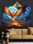 Yükselen Anka Kuşu Alevler ve Dolunay Dekoratif Kanvas - Mdf Ahşap Tablo 2