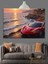 Kırmızı Spor Araba Gün Batımı Dekoratif Kanvas - Mdf Ahşap Tablo 1