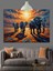 Fil Sürüsü Gün Batımı Dekoratif Kanvas - Mdf Ahşap Tablo 3