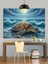 Deniz Kaplumbağası Yüzen Okyanus Dekoratif Kanvas - Mdf Ahşap Tablo 1