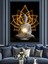 Altın Buda Geometrik Desen Dekoratif Kanvas - Mdf Ahşap Tablo 3