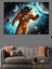 Evrende Yüzen Astronot Soyut Çalışma Dekoratif Kanvas - Mdf Ahşap Tablo 2