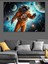 Evrende Yüzen Astronot Soyut Çalışma Dekoratif Kanvas - Mdf Ahşap Tablo 4