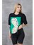 Kadın Silüet Baskılı Bisiklet Yaka Oversize T-Shirt 2