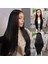 Siyah Ekstra Uzun Fiber Sentetik Düz Tül Peruk 1