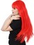 Uzun Kahküllü Fiber Sentetik Peruk / Kırmızı 3