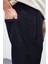 Lacivert Fermuar Cepli Dar Kalıp Jogger Erkek Eşofman Alt - 84343 8