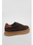 Adam Erkek Deri Sneaker Ayakkabı Kahverengi 2