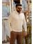 Erkek Yarım Fermuarlı Sweatshirt Ekru 9