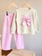 Kurdele Aplikeli Pembe Kız Çocuk Takımı – Sweatshirt & Boru Paça Alt, 2–8 Yaş 2